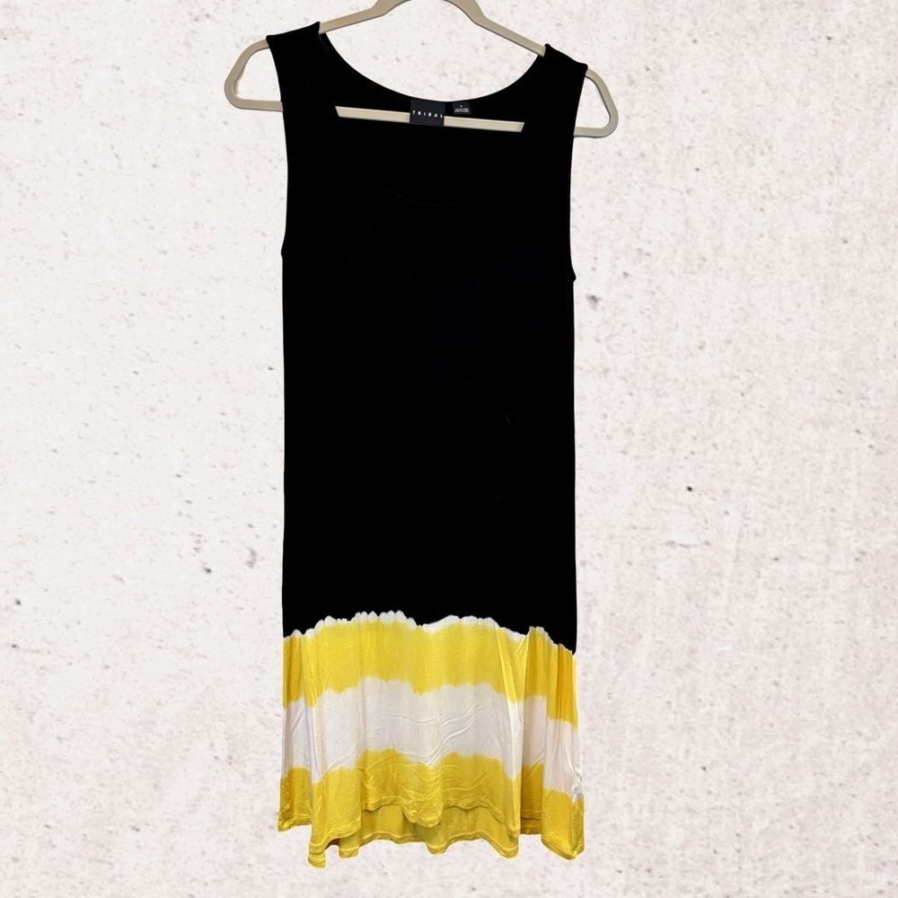 Tribal Black and Yellow Sheath Midi Dress